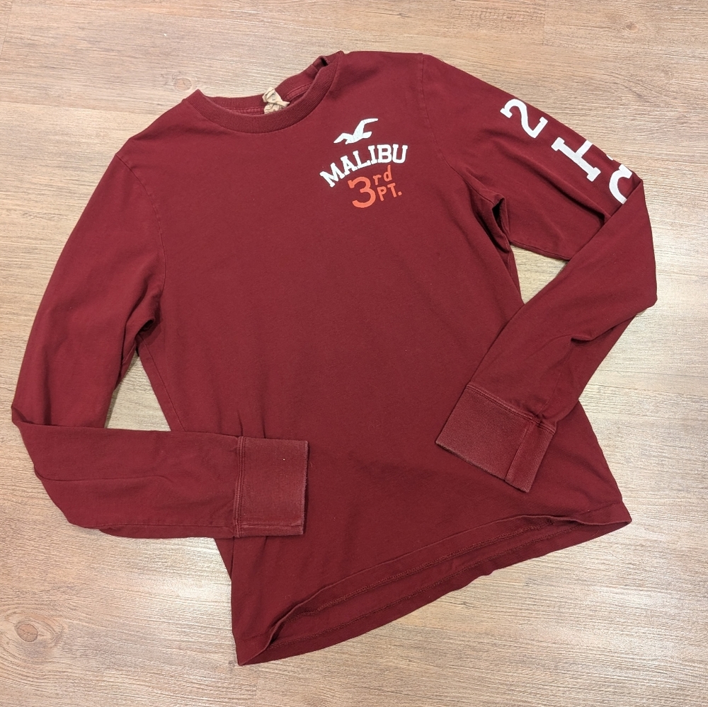 Hollister 100% Cotton Red Long Sleeve T-shirt